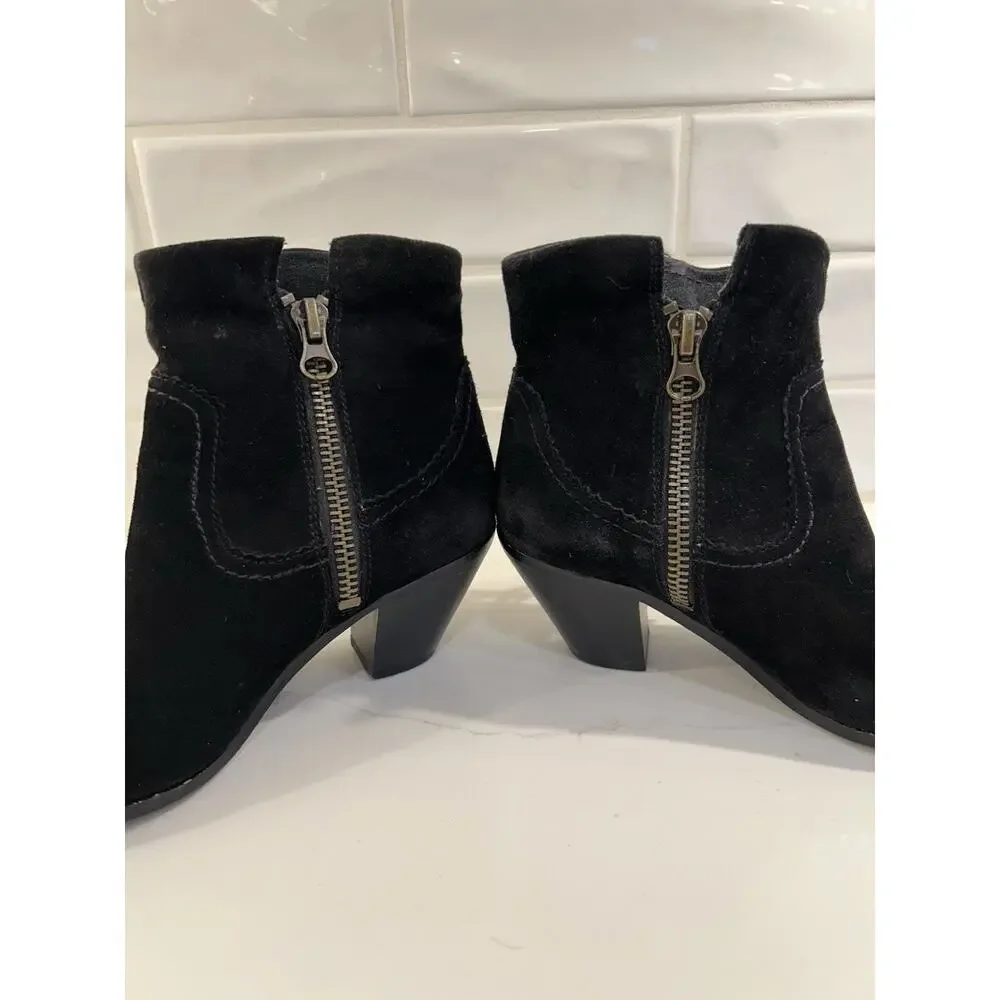 Sam Edelman Louie 7.5 M Booties Black‎ Suede Fringe Western Ankle Boots Cowgirl